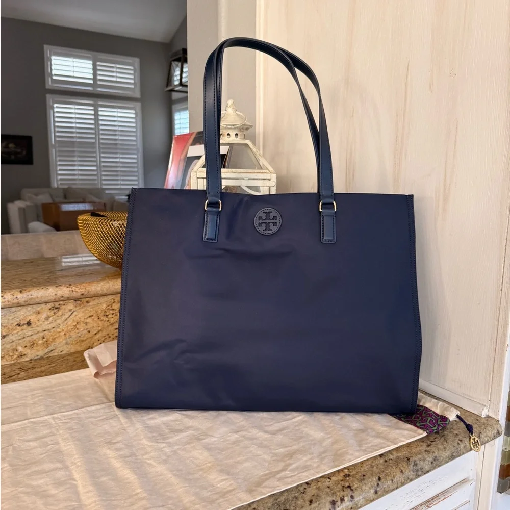 Tory Burch large nylon Ella tote Navy Blue Logo Tote